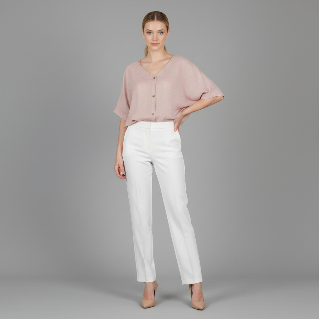 Blusa de mujer con escote en pico y mangas largas