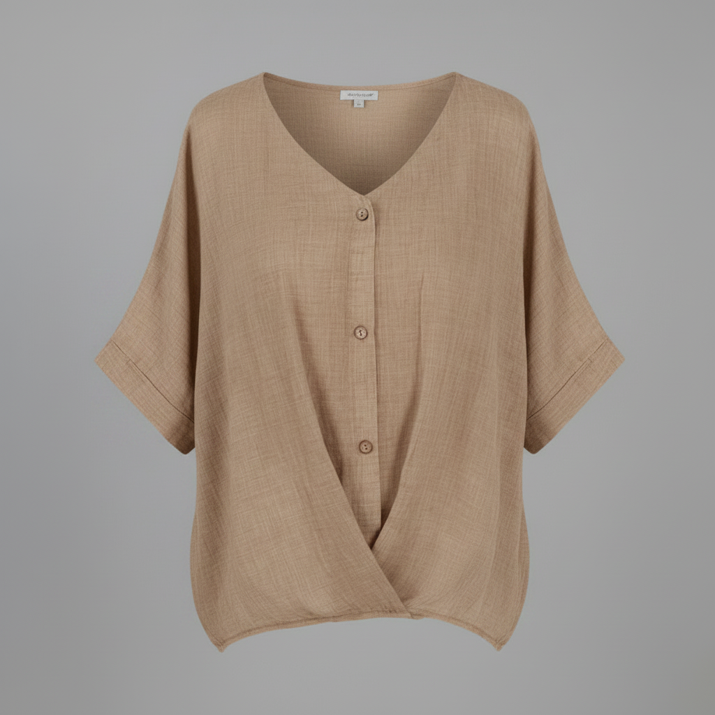 Blusa de mujer con escote en pico y mangas largas