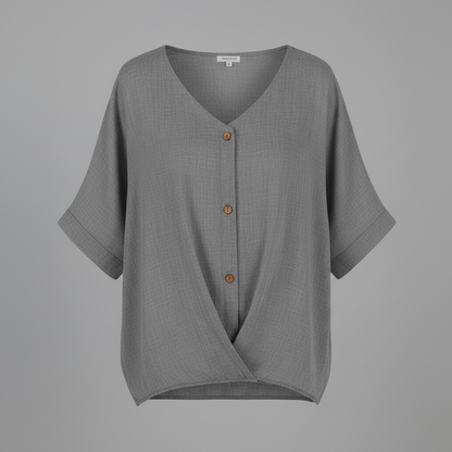 Blusa de mujer con escote en pico y mangas largas