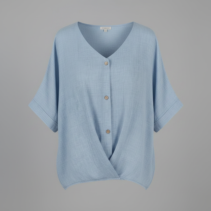 Blusa de mujer con escote en pico y mangas largas