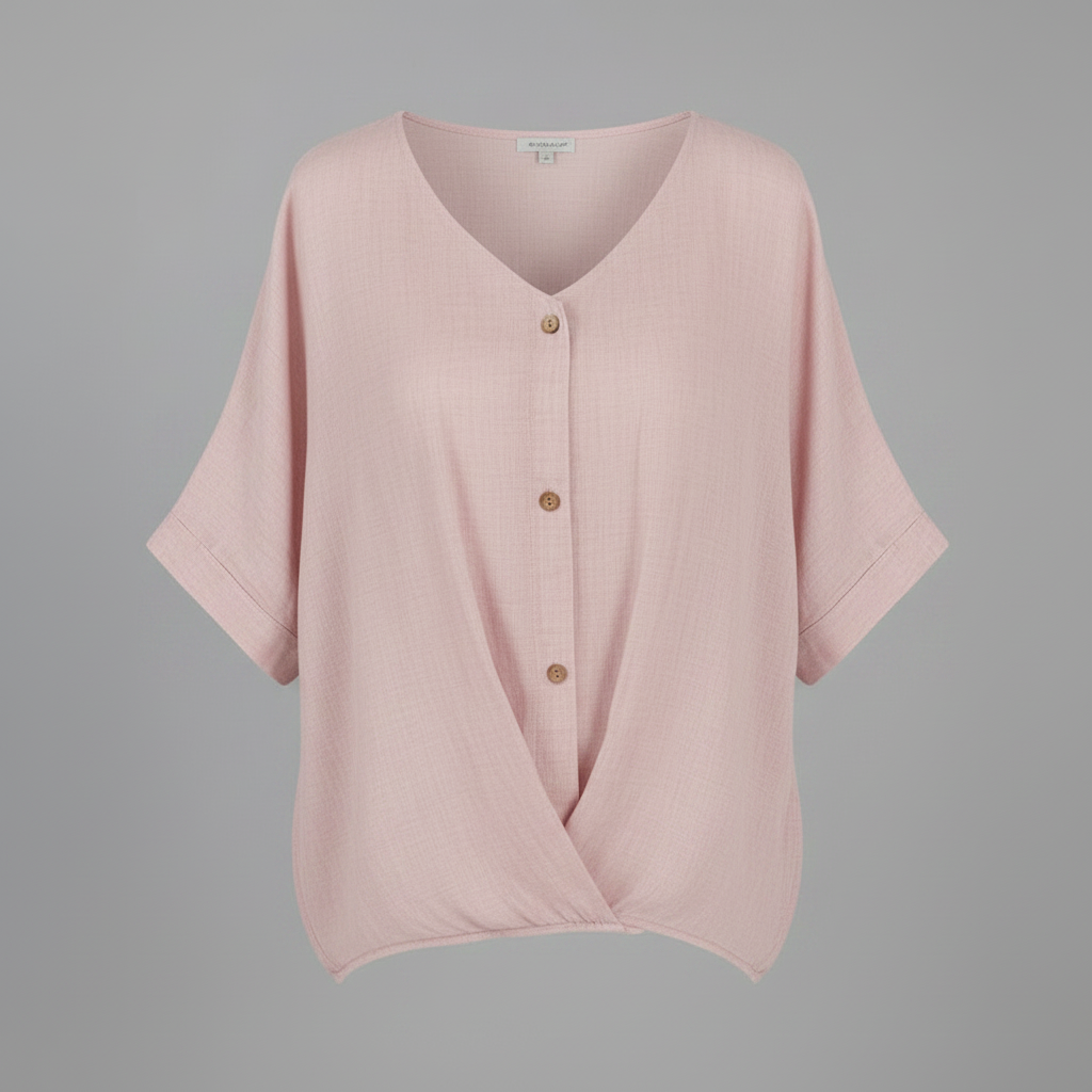 Blusa de mujer con escote en pico y mangas largas