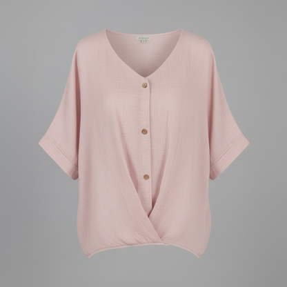 Blusa de mujer con escote en pico y mangas largas