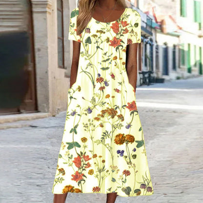 Vestido floral con corte favorecedor para mujer | Diseño estampado y cómodo