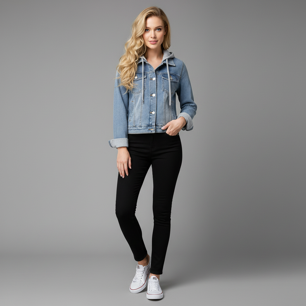 Chaqueta Vaquera Mujer Con Capucha Desmontable | Chaqueta Mujer
