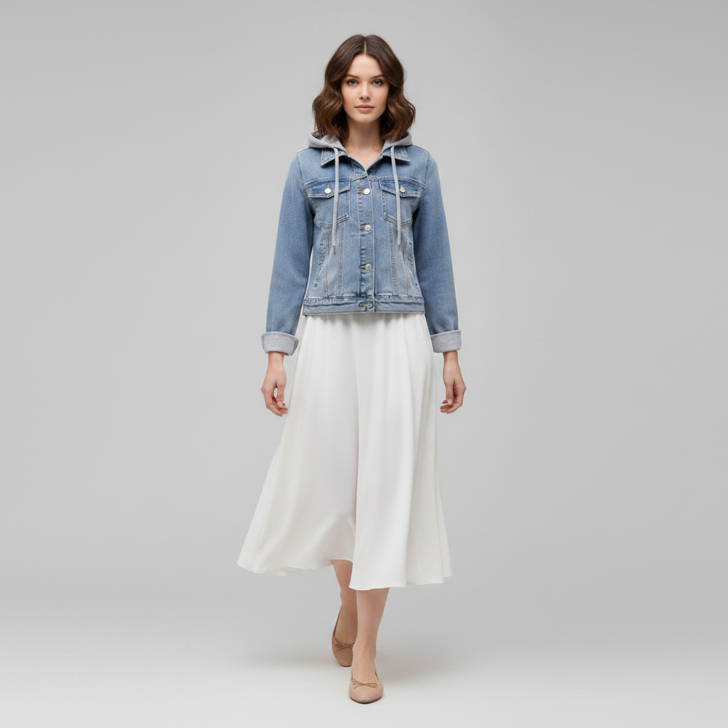 Chaqueta Vaquera Mujer Con Capucha Desmontable | Chaqueta Mujer