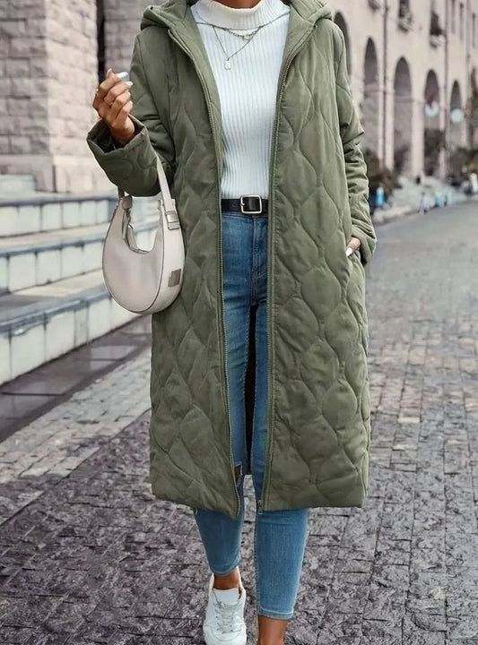 Mujer Chaqueta Acolchada con Capucha | Cremallera Completa & Bolsillos Laterales | Otoño e Invierno