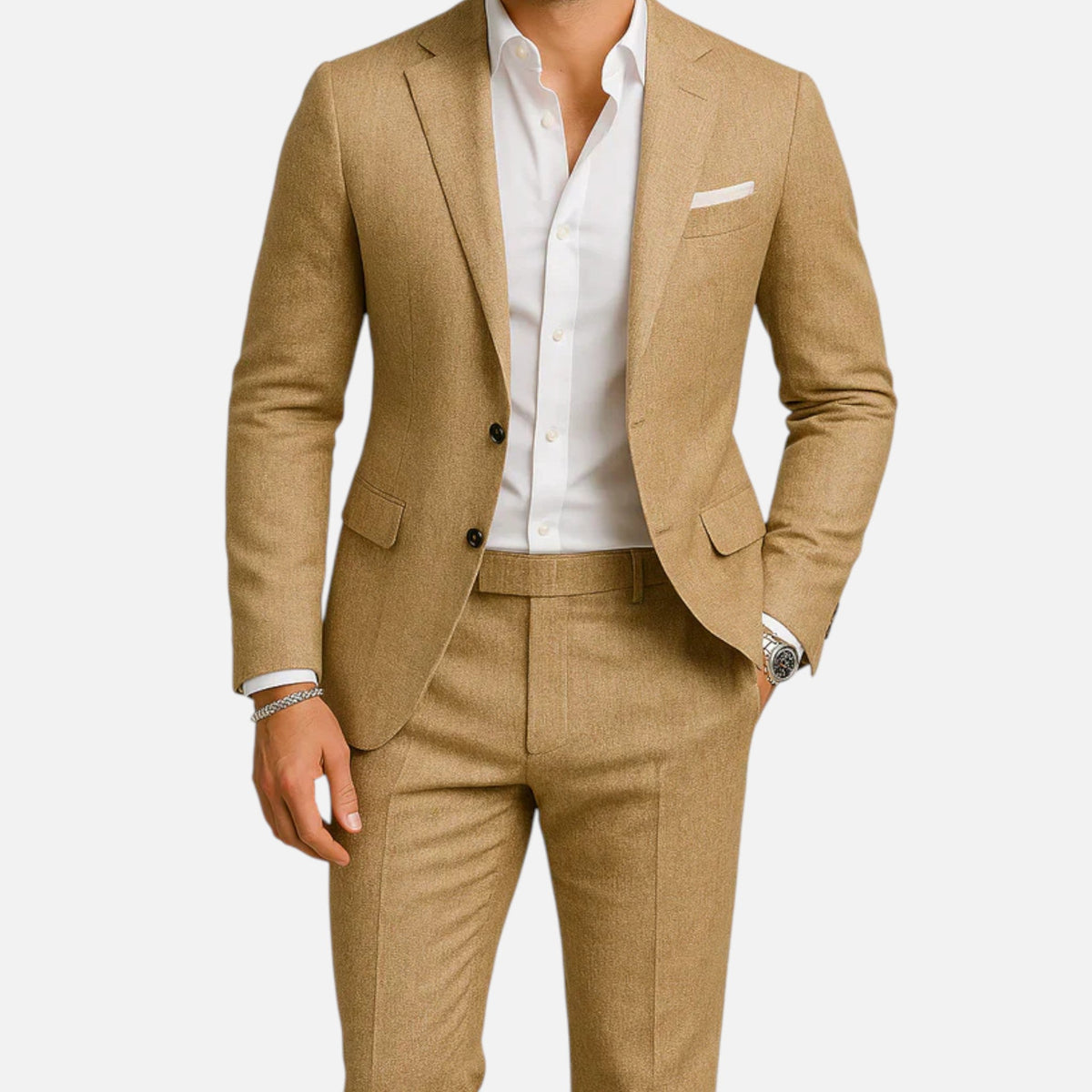 Hombre Traje de Lino | Tejido Transpirable & Dos Piezas | Casual y Verano
