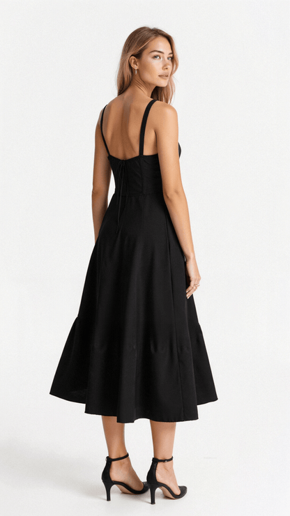 Vestido midi floral con corsé para mujer | Tejido vaporoso de verano