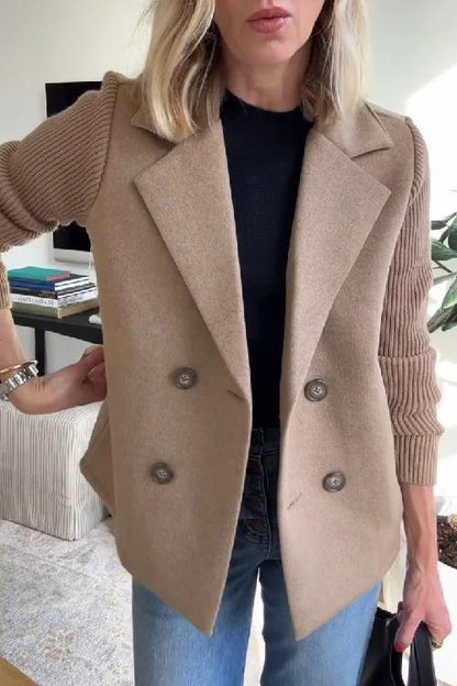Mujer Blazer Cruzado | Corte Entallado & Mangas de Punto | Oficina y Trabajo