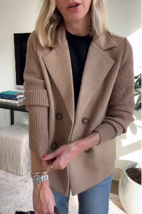 Mujer Blazer Cruzado | Corte Entallado & Mangas de Punto | Oficina y Trabajo
