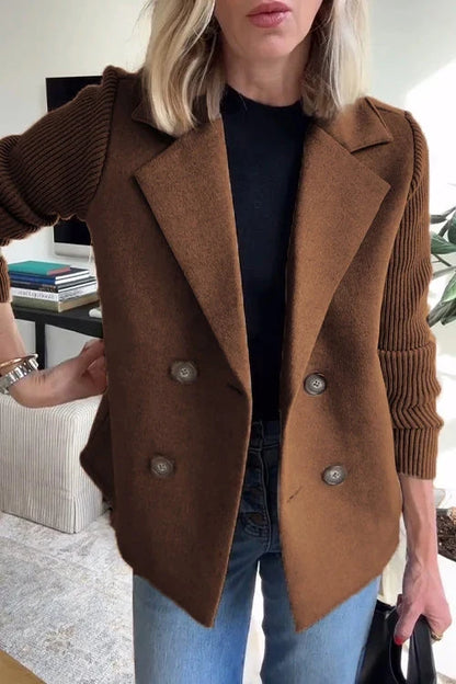 Mujer Blazer Cruzado | Corte Entallado & Mangas de Punto | Oficina y Trabajo