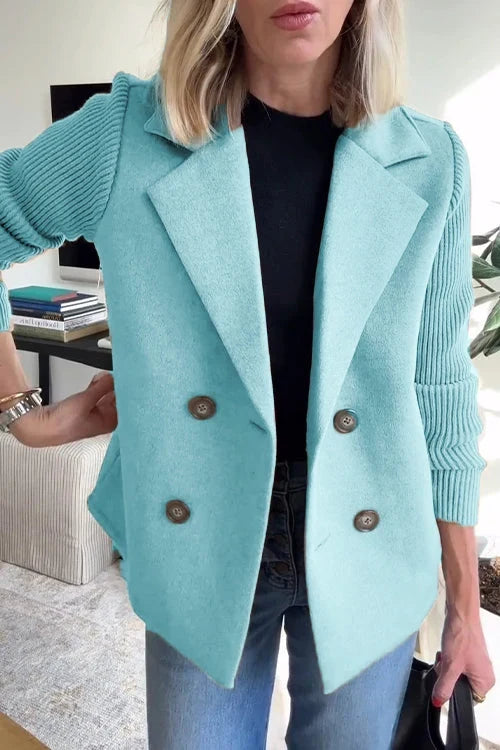 Mujer Blazer Cruzado | Corte Entallado & Mangas de Punto | Oficina y Trabajo