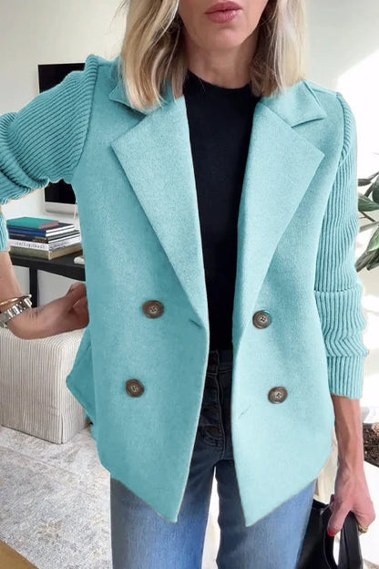 Mujer Blazer Cruzado | Corte Entallado & Mangas de Punto | Oficina y Trabajo