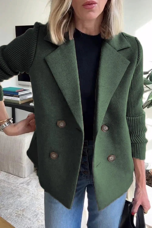 Mujer Blazer Cruzado | Corte Entallado & Mangas de Punto | Oficina y Trabajo