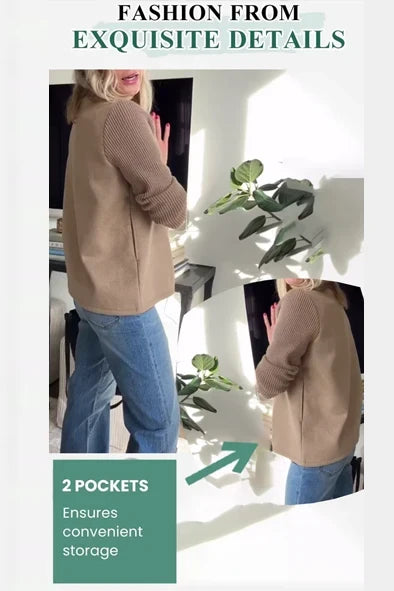 Mujer Blazer Cruzado | Corte Entallado & Mangas de Punto | Oficina y Trabajo