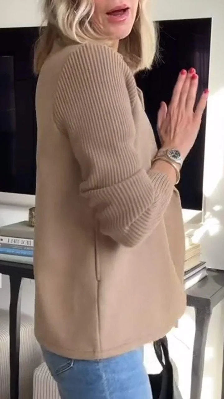 Mujer Blazer Cruzado | Corte Entallado & Mangas de Punto | Oficina y Trabajo