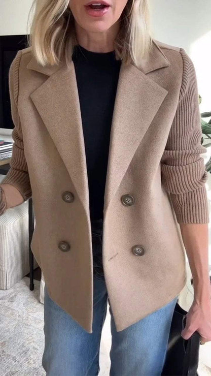 Mujer Blazer Cruzado | Corte Entallado & Mangas de Punto | Oficina y Trabajo