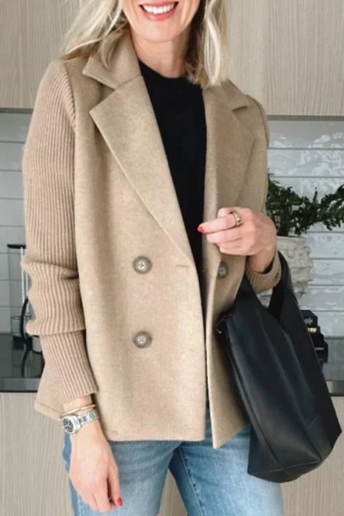 Mujer Blazer Cruzado | Corte Entallado & Mangas de Punto | Oficina y Trabajo