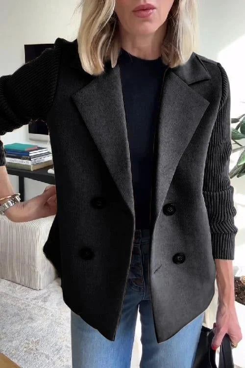 Mujer Blazer Cruzado | Corte Entallado & Mangas de Punto | Oficina y Trabajo