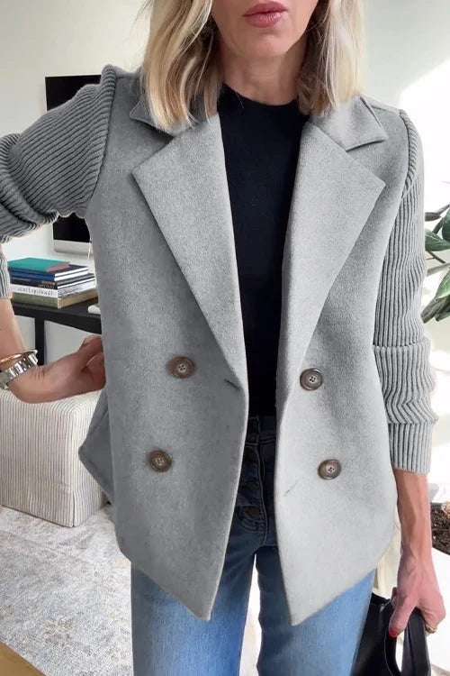 Mujer Blazer Cruzado | Corte Entallado & Mangas de Punto | Oficina y Trabajo
