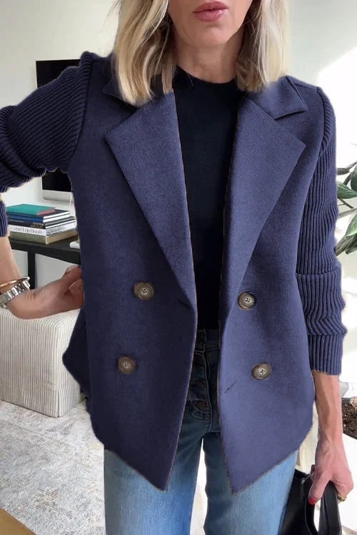 Mujer Blazer Cruzado | Corte Entallado & Mangas de Punto | Oficina y Trabajo