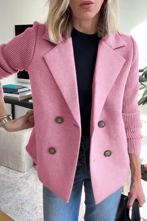 Mujer Blazer Cruzado | Corte Entallado & Mangas de Punto | Oficina y Trabajo