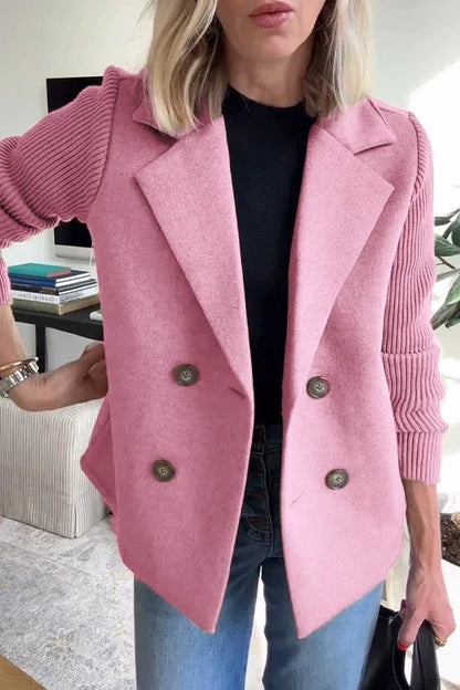 Mujer Blazer Cruzado | Corte Entallado & Mangas de Punto | Oficina y Trabajo