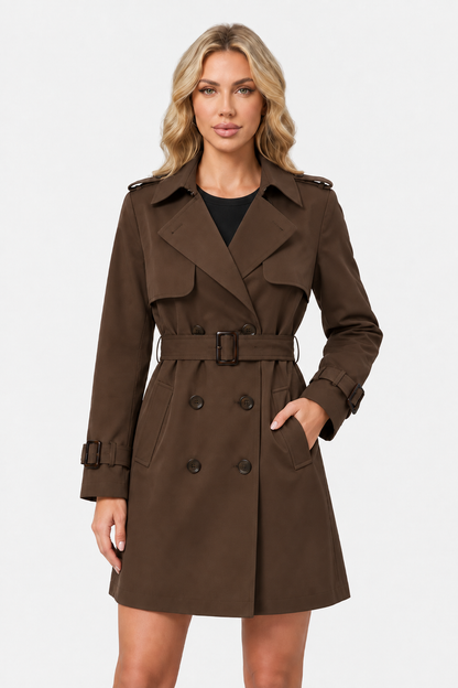 Mujer Gabardina con Cinturón | Doble Botonadura & Solapas | Otoño e Invierno