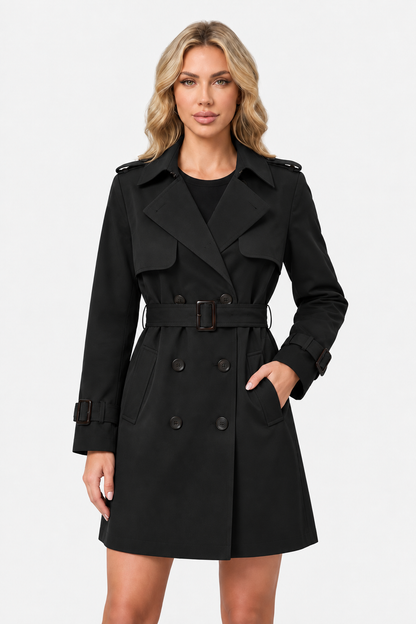 Mujer Gabardina con Cinturón | Doble Botonadura & Solapas | Otoño e Invierno