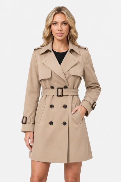Mujer Gabardina con Cinturón | Doble Botonadura & Solapas | Otoño e Invierno