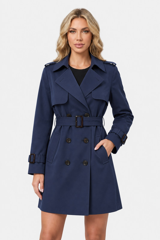 Mujer Gabardina con Cinturón | Doble Botonadura & Solapas | Otoño e Invierno