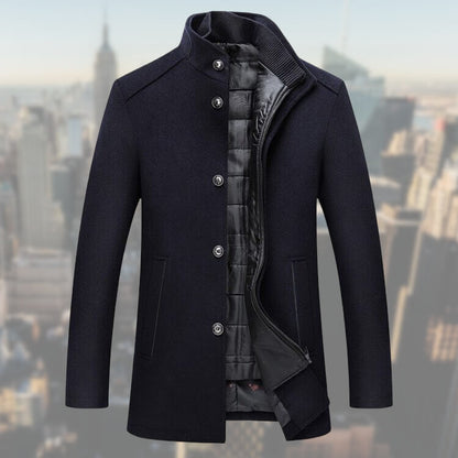 Hombre Chaqueta de Invierno | Cierre de Botones & Cuello Alto | Otoño e Invierno
