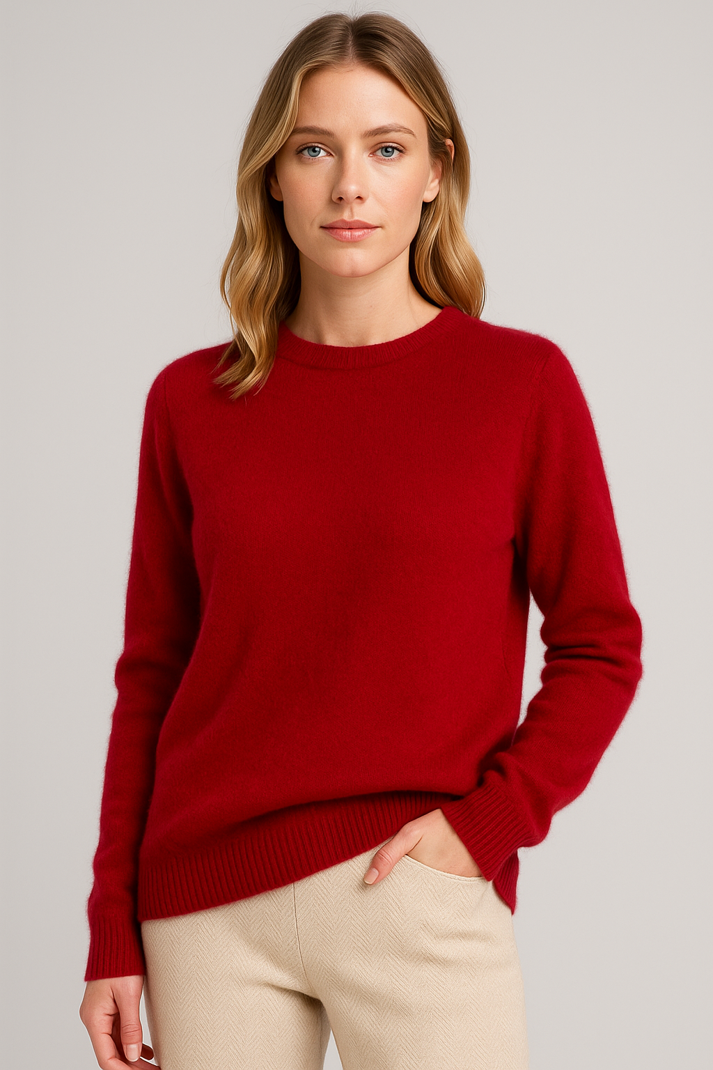 Mujer Jersey de Cuello Redondo | Cachemira & Corte Clásico | Otoño e Invierno