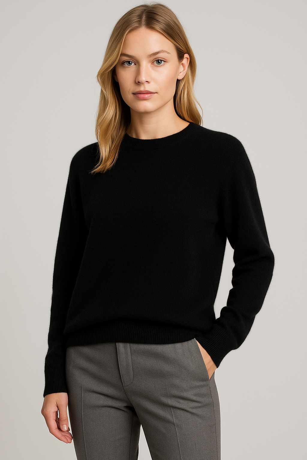 Mujer Jersey de Cuello Redondo | Cachemira & Corte Clásico | Otoño e Invierno
