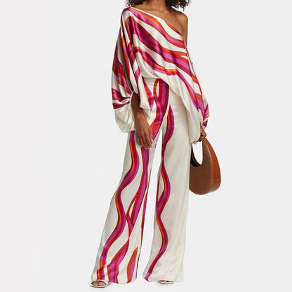 Conjunto elegante de verano con mangas farol | Estampado llamativo