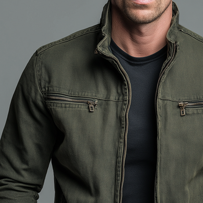 Hombre Chaqueta con Cremallera Vintage | Cuello Alto & Bolsillos con Cremallera | Otoño e Invierno