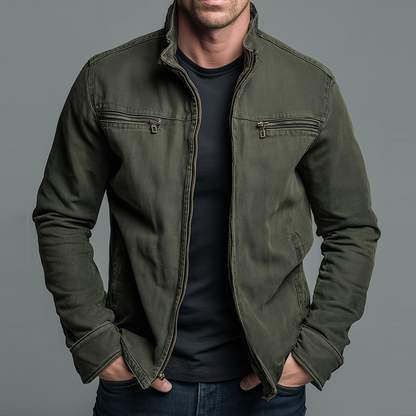 Hombre Chaqueta con Cremallera Vintage | Cuello Alto & Bolsillos con Cremallera | Otoño e Invierno