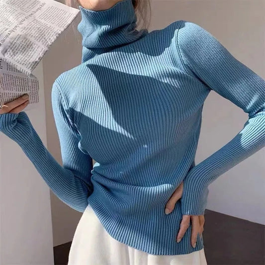 Mujer Jersey de Cuello Alto a Costillas | Corte Ajustado & Tejido Elástico | Otoño e Invierno