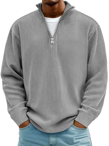 Hombre Jersey de Punto con Media Cremallera | Corte Holgado & Cuello con Cremallera | Uso Diario