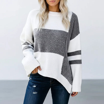 Mujer Jersey de Punto Patchwork | Manga Larga & Cuello Redondo | Otoño e Invierno