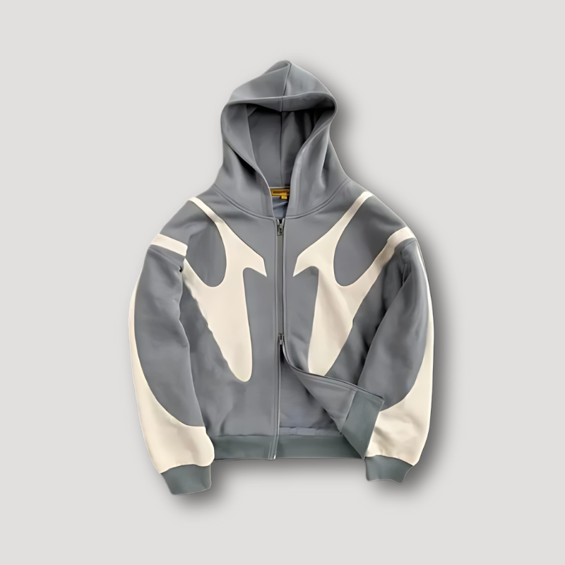Hombre Sudadera con Capucha Oversize | Cierre de Cremallera & Diseño Colorblock | Uso Diario
