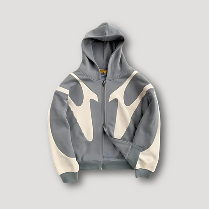 Hombre Sudadera con Capucha Oversize | Cierre de Cremallera & Diseño Colorblock | Uso Diario
