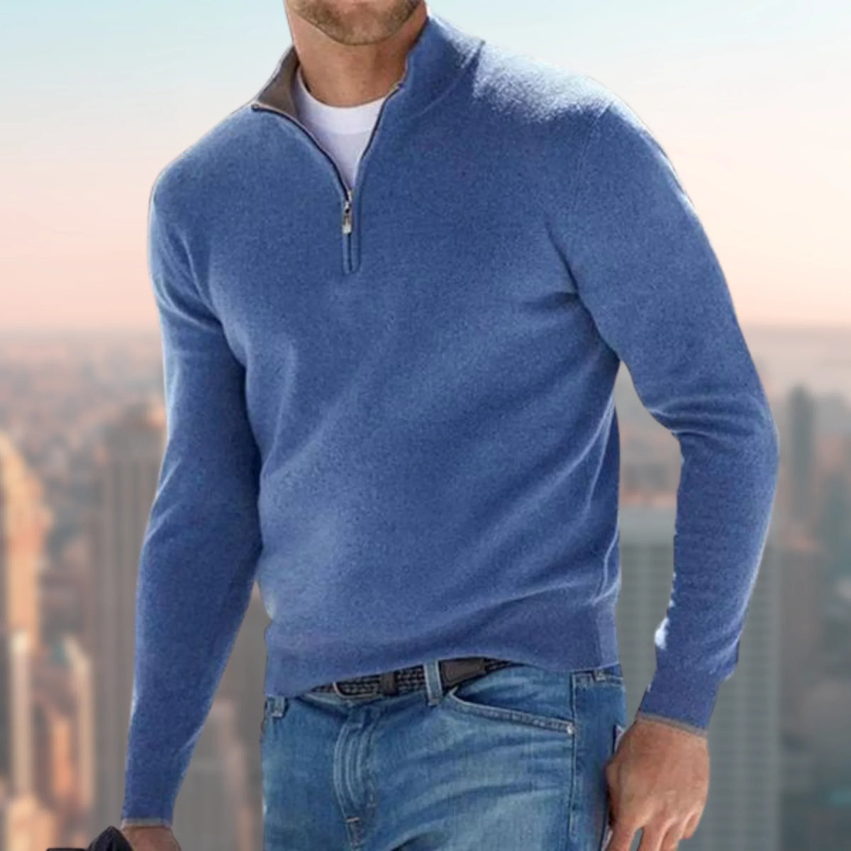 Hombre Jersey Troyer de Punto | Cremallera & Cuello Alto | Uso Diario