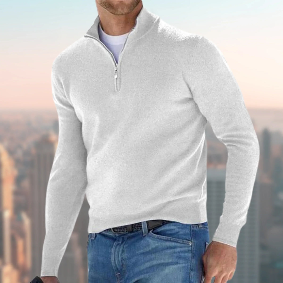 Hombre Jersey Troyer de Punto | Cremallera & Cuello Alto | Uso Diario