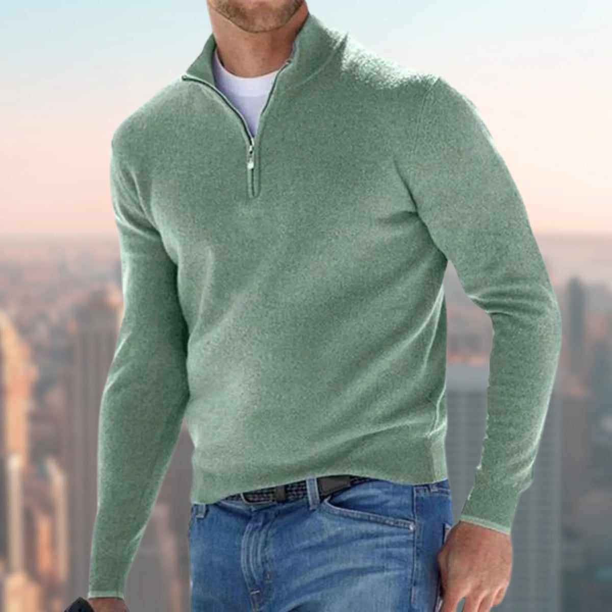 Hombre Jersey Troyer de Punto | Cremallera & Cuello Alto | Uso Diario