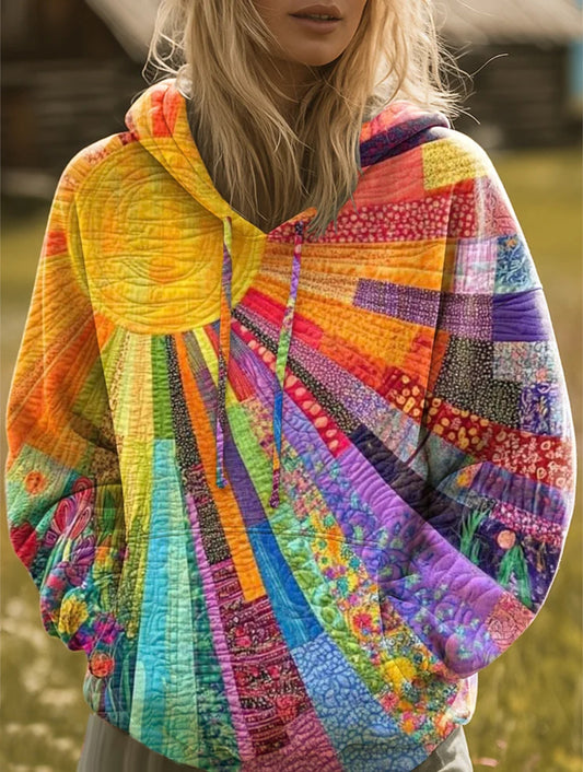 Mujer Sudadera con Capucha Patchwork | Diseño Colorido & Corte Holgado | Uso Diario