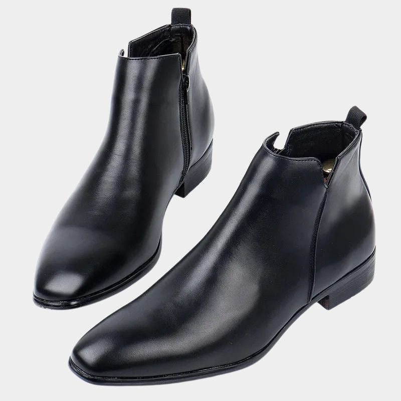Hombre Botas de Cuero | Cremallera Lateral & Suela Antideslizante | Uso Diario