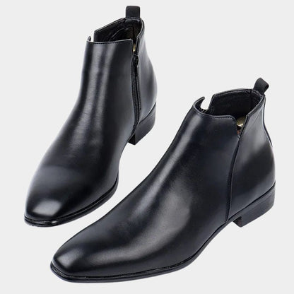 Hombre Botas de Cuero | Cremallera Lateral & Suela Antideslizante | Uso Diario