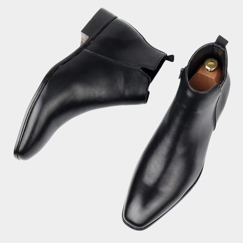 Hombre Botas de Cuero | Cremallera Lateral & Suela Antideslizante | Uso Diario