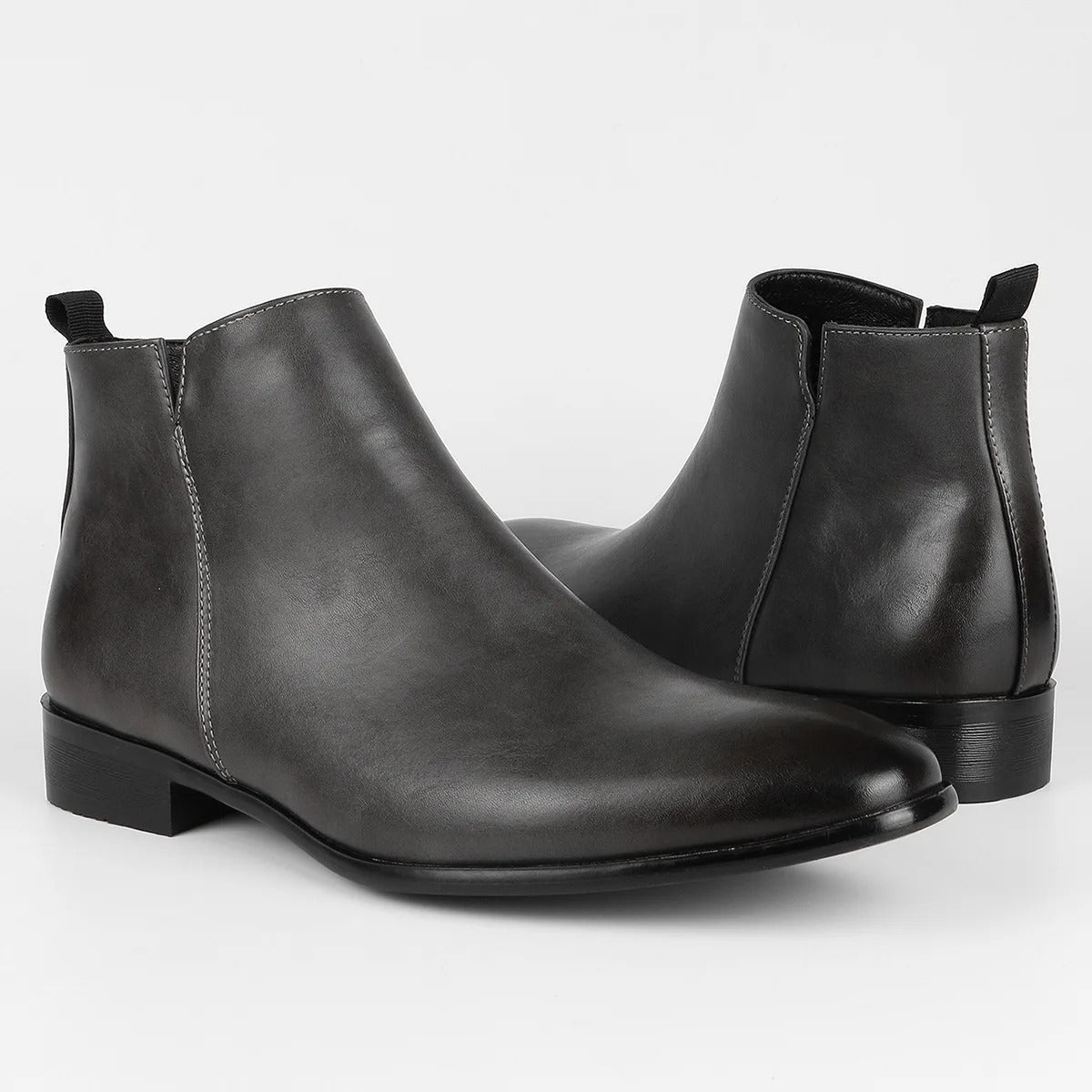 Hombre Botas de Cuero | Cremallera Lateral & Suela Antideslizante | Uso Diario